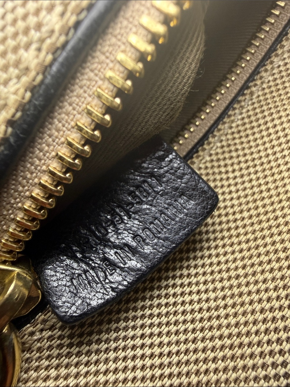 Chloé Canvas & Black Leather Satchel Crossbody Bag Gold Hardware - Picture 12 of 13